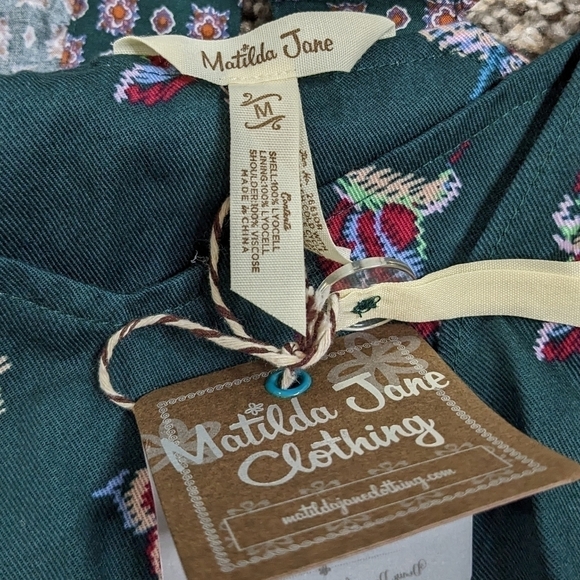 NWT Matilda Jane green butterfly & hummingbird ruffle strap tie waist jumpsuit M - Picture 11 of 12